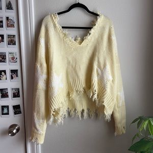 Yellow star cropped sweater